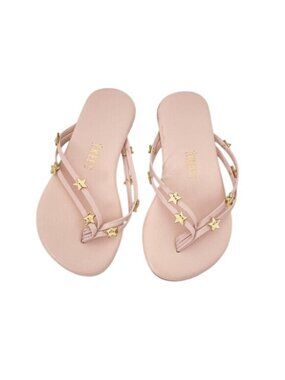 Tkees Pink Gold Star Double Strap Sandals Girls
